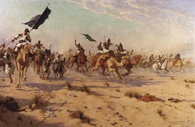 Robert Talbot Kelly The Flight of the Khalifa after his defeat at the battle of Omdurman oil painting picture